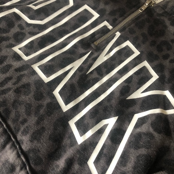 Victoria’s Secret PINK leopard half zip hoodie - Picture 3 of 4